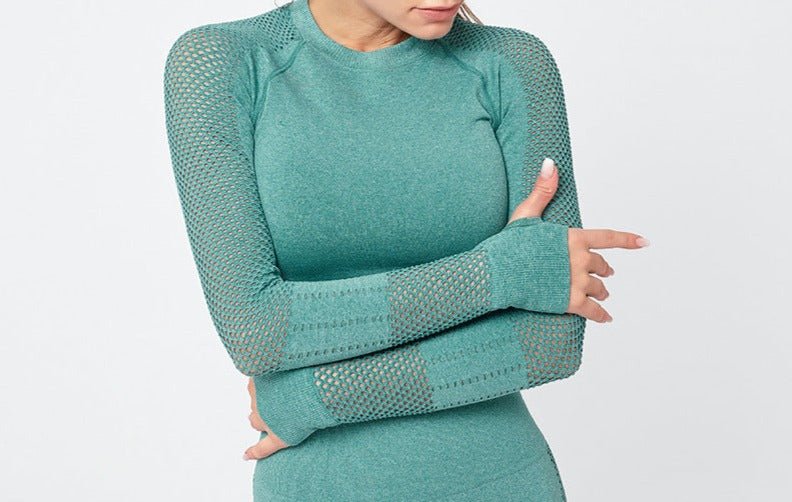 Tenue de sport sans couture - Ensemble tenue - Pantalon Gris clair - L - Bas femme - femme