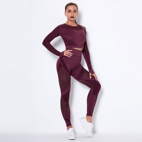 Vêtements de sport et yoga pour femme - Tenue de sport femme - Rouge foncé - L - Bas femme - Ensemble femme