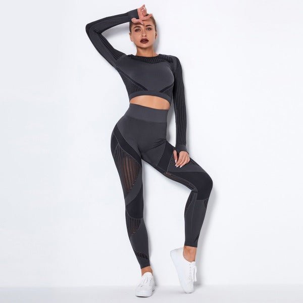 Vêtements de sport et yoga pour femme - Tenue de sport femme - Gris foncé - L - Bas femme - Ensemble femme
