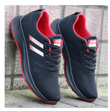 Chaussures respirantes pour Femme, Baskets de Sport femme - chaussures femme - Noir Rouge - 39 - Accessoires femme - Chaussures