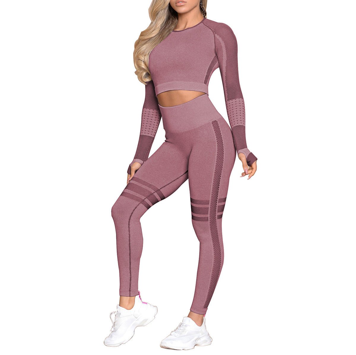 Tenue de sport sans couture - Ensemble tenue - Set Rouge foncé - L - Bas femme - femme