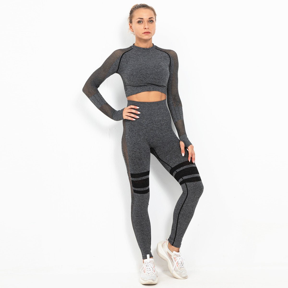 Tenue de sport sans couture - Ensemble tenue - Set Noir - L - Bas femme - femme
