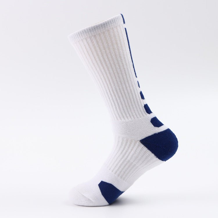 Chaussettes de sport classiques hautes, épaisses et antidérapantes - chaussettes - Blanc Bleu - 39 - 45 - Chaussettes de sport - Chaussettes de tennis