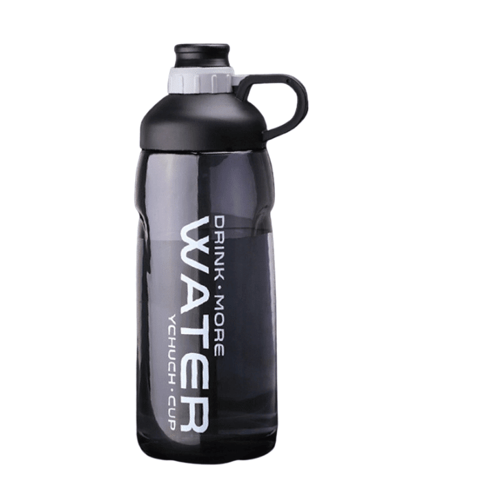 Bouteille d'eau pour sport 2 Litres en étanche - Gourde - Noir - Accessoires de Ping pong - Accessoires de sport