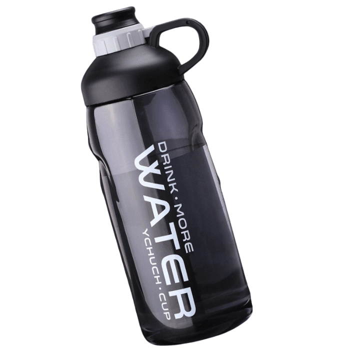 Bouteille d'eau pour sport 2 Litres en étanche - Gourde - Noir - Accessoires de Ping pong - Accessoires de sport