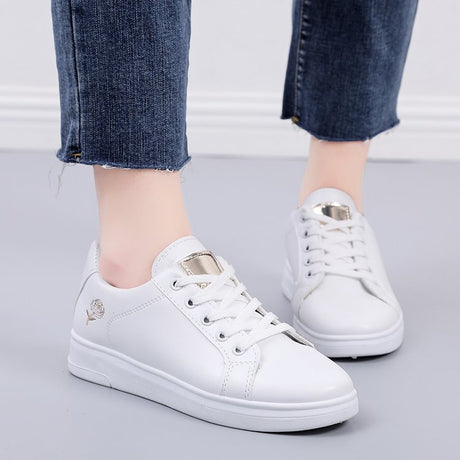 Chaussures blanches pour femmes, chaussures plates d'été assorties à tout couleur Or/Argent