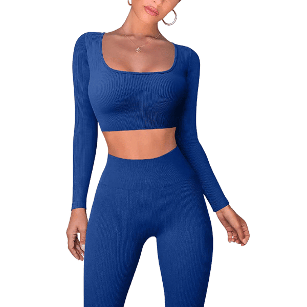 Haut de sport à la mode pour femmes, vêtements de yoga | ensemble deux pièces - Ensemble sport femme - Bleu - L - badminton - Bas femme