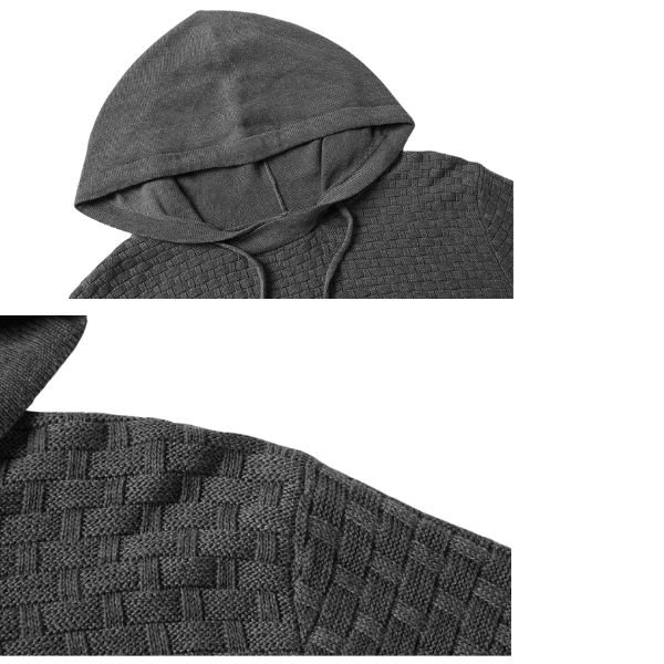 Hooded sweatshirt, warm knitted hoodie for men