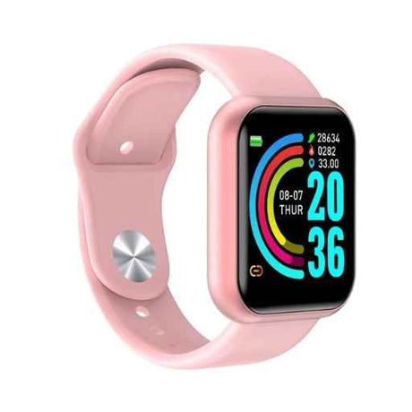 Montre intelligente pour femmes et enfants couleur rose avec fonctionnalités : Comptage des pas, divertissement social, intelligent rappel, selfie télécommandé, surveillance de la santé, poussée d'informations, analyse du sommeil