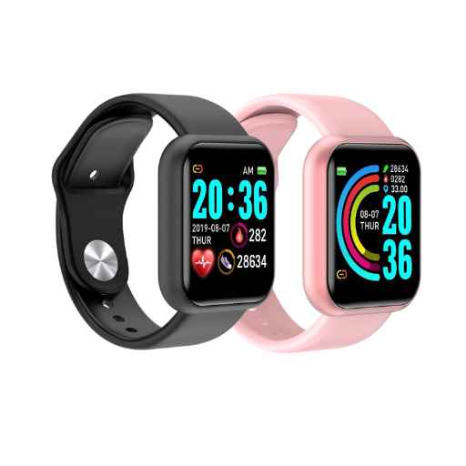 Montre intelligente pour hommes, femmes et enfants - Montre intelligente - Noir 1x Rose 1x - Accessoires enfant - Accessoires enfant et junior