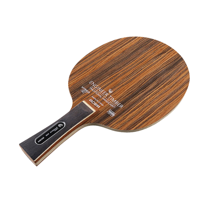Raquette de tennis de table matériau fibre carbone couleur marron clair avec taille poignée long