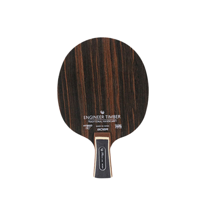 Raquette de tennis de table matériau fibre carbone couleur marron clair avec taille poignée courte