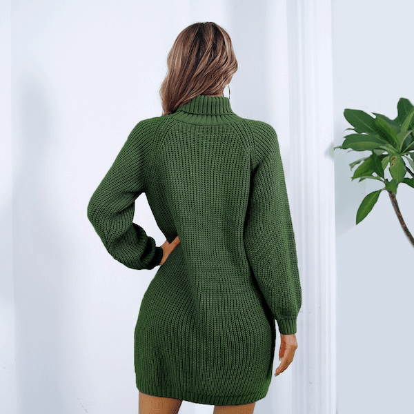 Robe pull à manches longues automne et hiver - pull femme - Vert Armée - L - femme - Hauts femme