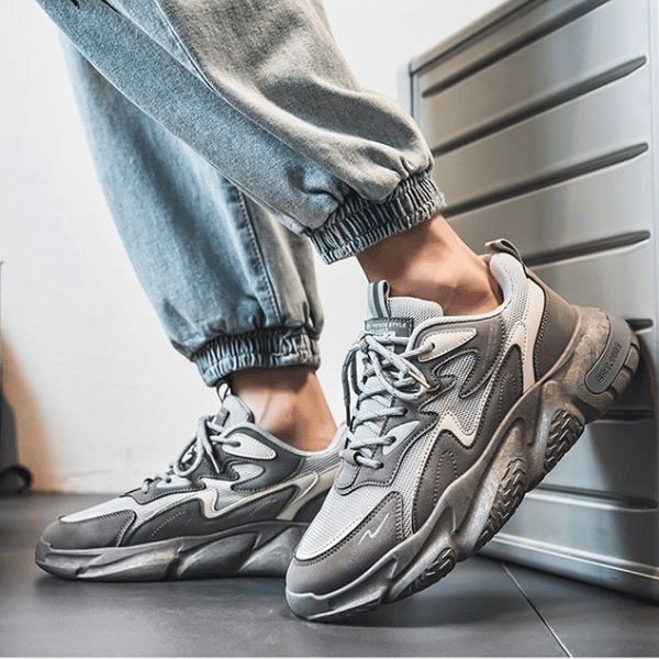 Sneakers de sport de bonne qualité en cuir synthétique et respirantes - Chaussure Homme - Gris - 39 - Chaussures - Chaussures Badminton