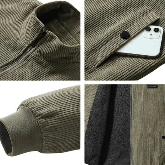 Veste décontracté en velours côtelé pour homme - veste homme - Vert Armée - 5XL - Hauts homme - Homme