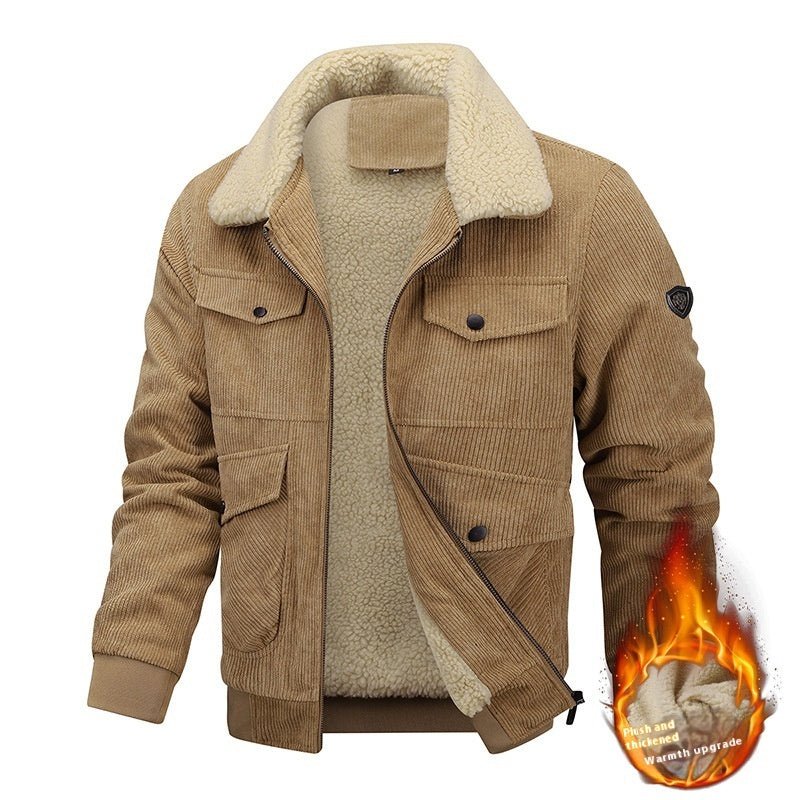 Manteau chaud en coton épais pour homme - Veste d'hiver - jacket - Khaki - 2XL - Accessoires Homme - Doudounes homme