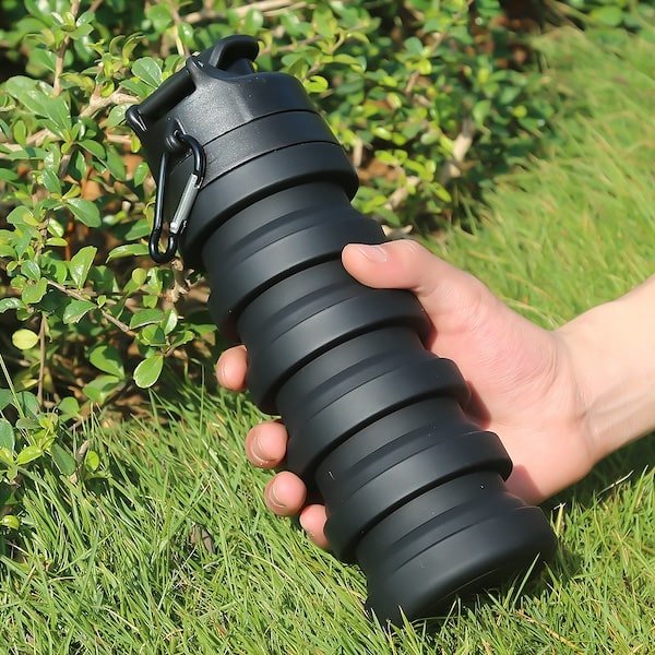 Bouteille pour sport pliable 500ml très pratique ! - Gourde d'eau - Bleu - Accessoires de sport - Accessoires de tennis