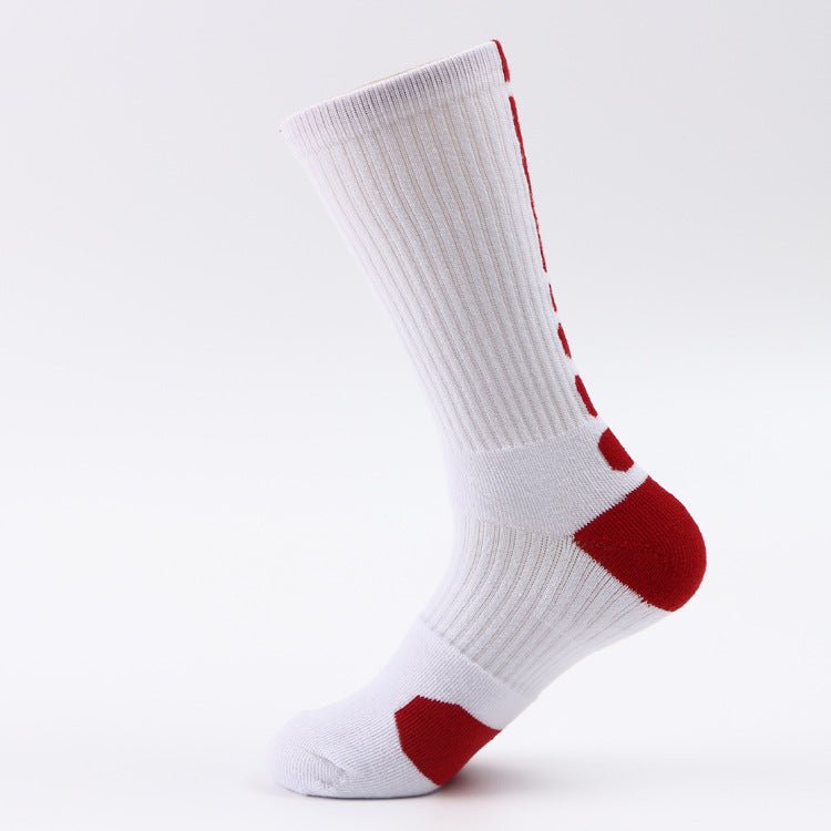 Chaussettes de sport classiques hautes, épaisses et antidérapantes - chaussettes - Blanc rouge - 39 - 45 - Chaussettes de sport - Chaussettes de tennis