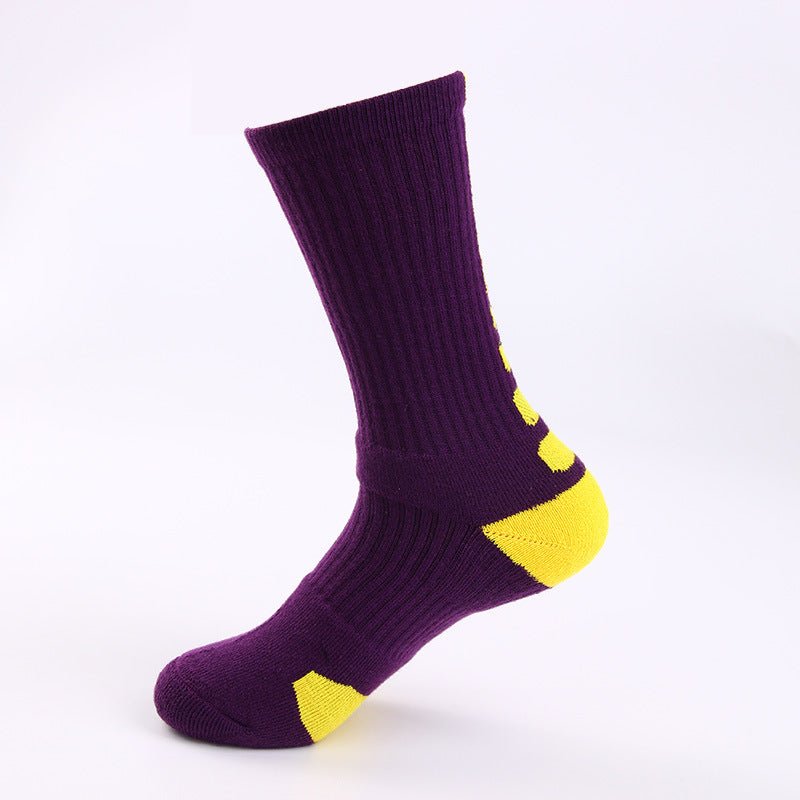 Chaussettes de sport classiques hautes, épaisses et antidérapantes - chaussettes - Violet - 39 - 45 - Chaussettes de sport - Chaussettes de tennis