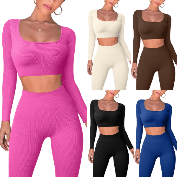 Haut de sport à la mode pour femmes, vêtements de yoga | ensemble deux pièces - Ensemble sport femme - Noir - S - badminton - Bas femme