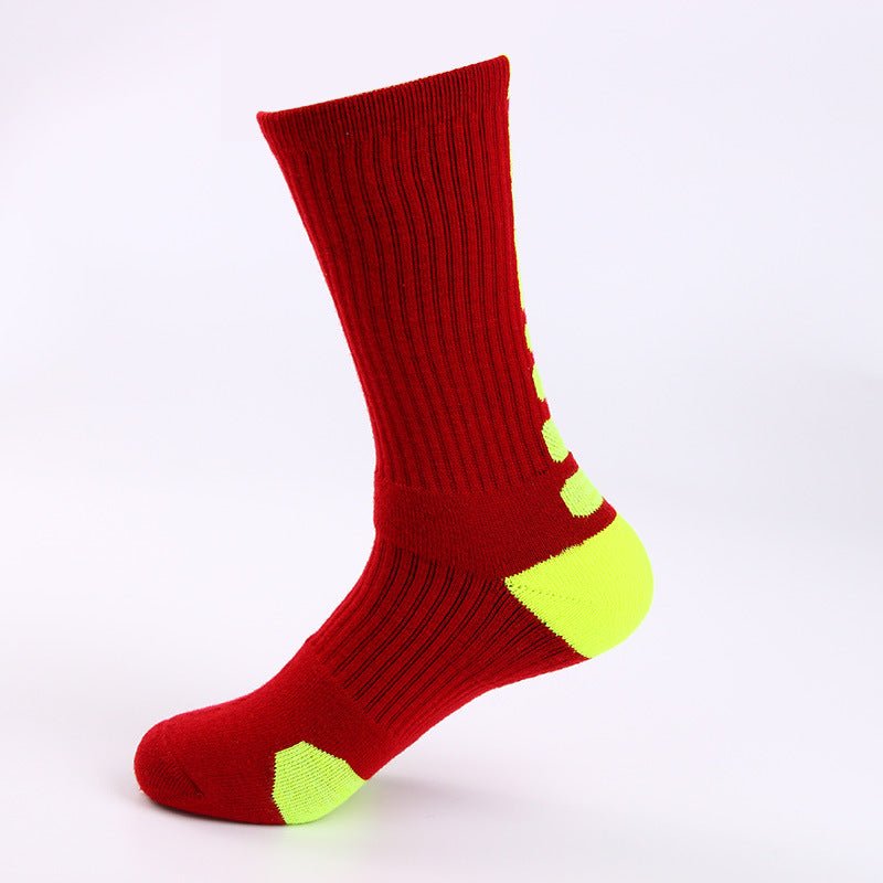 Chaussettes de sport classiques hautes, épaisses et antidérapantes - chaussettes - Rouge - 39 - 45 - Chaussettes de sport - Chaussettes de tennis