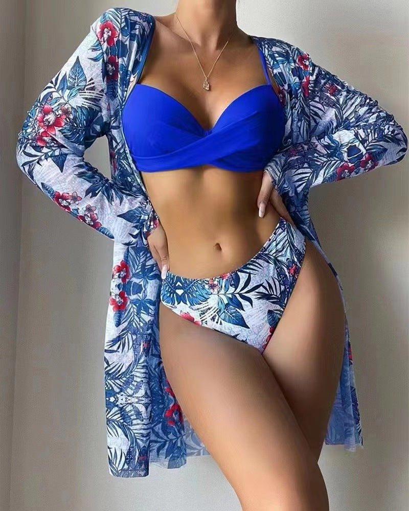 Maillot de Bain Trois Pièces femmes - Maillot de bain femme - Bleu - L - Bas de maillot de bain femme - femme