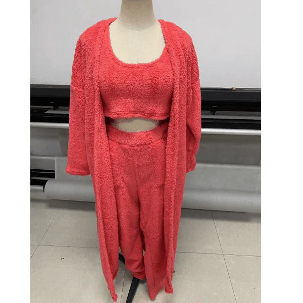 Ensemble de pyjamas 3 pcs pour femmes. Haut court, Pantalon confortable, pull assorti - Pyjamas femme - Rose - M - Bas femme - Ensemble femme