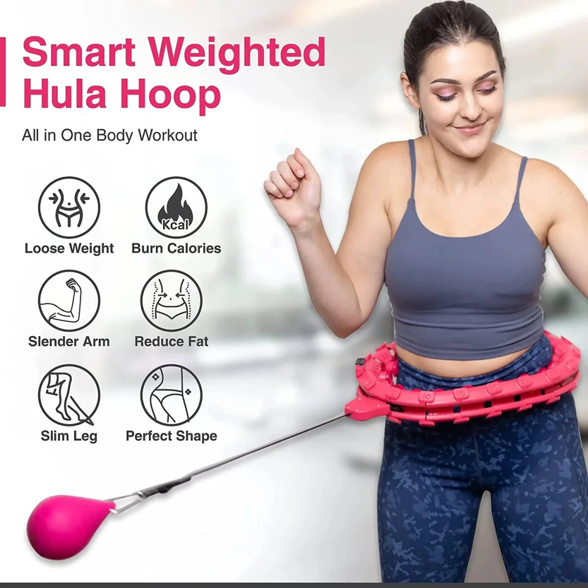 Hula Hoop - Cerceaux Circle lestés pour remise en forme et perte des graisses_24 nœuds_réglable - Hula hoop - Violet - Accessoires de sport - femme