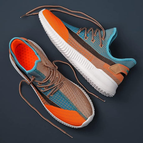 Chaussures de sport orange respirantes pour hommes - Bonix Sport