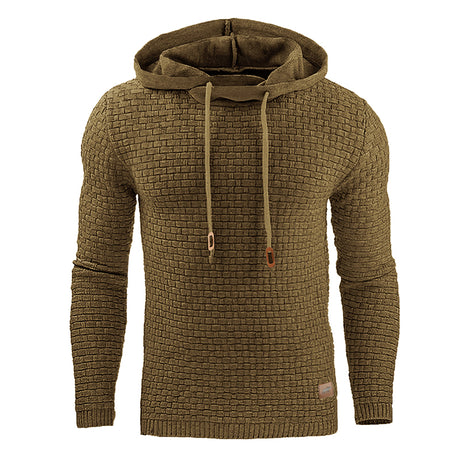 Hooded sweatshirt, warm knitted hoodie for men