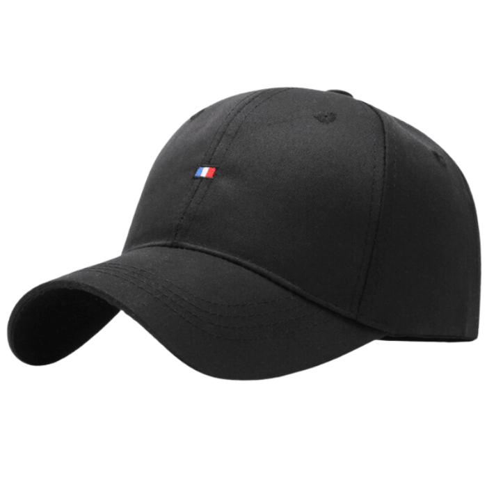 Casquette pour homme femme et junior en coton avec drapeau français couleur noir