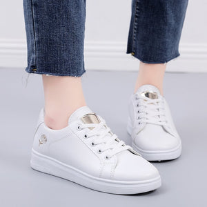 Chaussures blanches pour femmes, chaussures plates d'été assorties à tout couleur Or/Argent