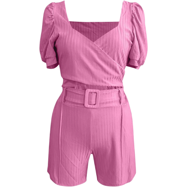 Ensemble short et chemisier pour femme à la mode couleur Rose