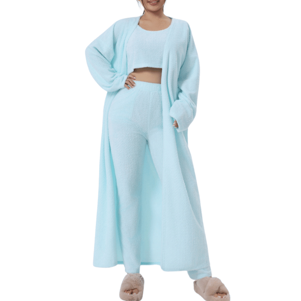 Ensemble de pyjamas 3 pcs pour femmes. Haut court, Pantalon confortable, pull assorti