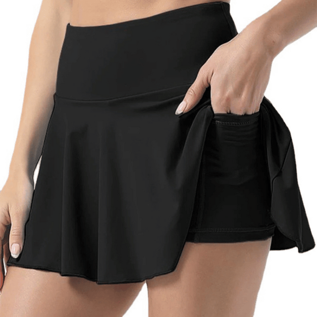 Jupe de sport plissée à taille haute pour femmes couleur Noir