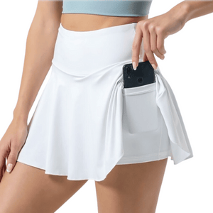 Jupe de sport plissée à taille haute pour femmes couleur blanc