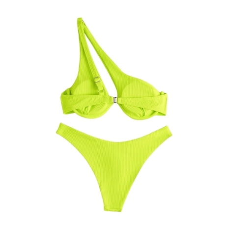 Maillot de bain 2 pièces pour femme ultra confortable épaule dénudée, bikini sexy pour femme vert