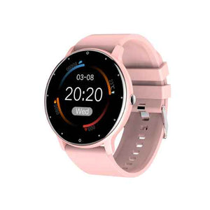 Montre digitale Sport rondes pour femme homme et junior avec Comptage des pas, rappel intelligent, selfie télécommandé, surveillance de la santé, poussée d'informations couleur Rose