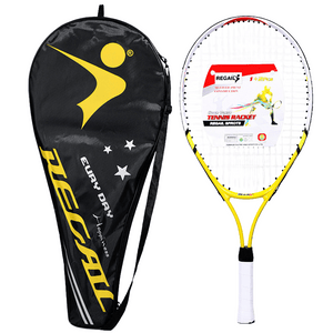 Raquette de tennis pour junior et enfants en aluminium couleur jaune avec sac