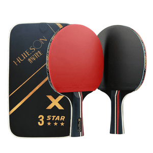 Raquettes de tennis de table 3 étoiles couleur rouge et noir poignée long avec sac