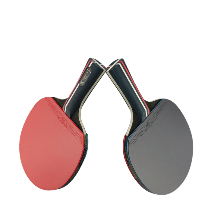 Raquettes de tennis de table 3 étoiles couleur rouge et noir poignée long