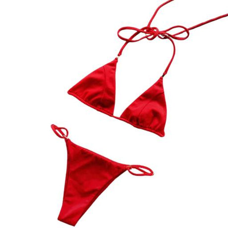 Set de Bikini sexy, maillot de bain 2 pièces pour femme couleur rouge