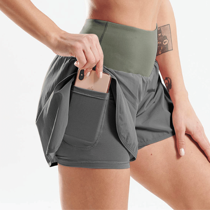 Short de Sport anti-reflets pour femmes à séchage rapide et décontracté couleur gris