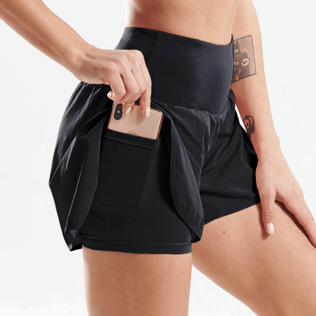 Short de Sport anti-reflets pour femmes à séchage rapide et décontracté couleur noir