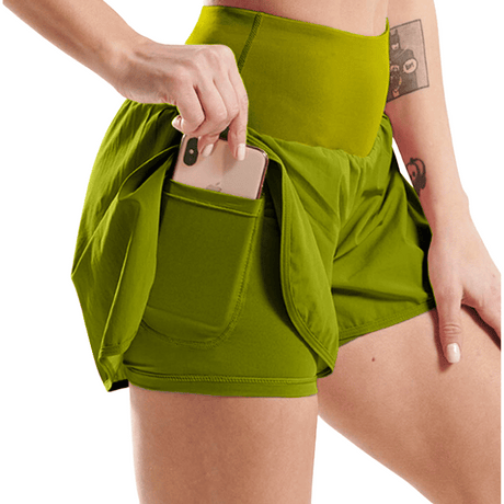 Short de Sport anti-reflets pour femmes à séchage rapide et décontracté couleur vert foncé