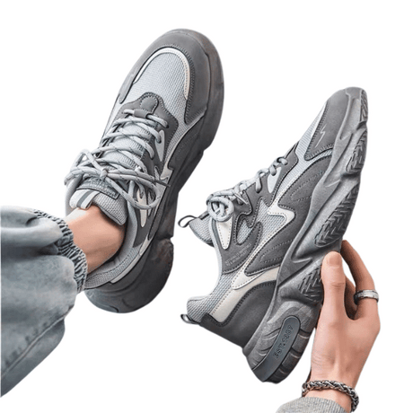 Sneakers Baskets de sport de bonne qualité en cuir synthétique couleur gris