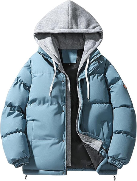 Veste à capuche coupe vent pour homme - veste chaud - Bleu - 2XL - coupes vents homme - Hauts homme