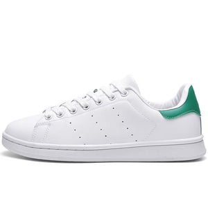 Men's and women's shoes, Leather sneakers, White, Black, Green and Red