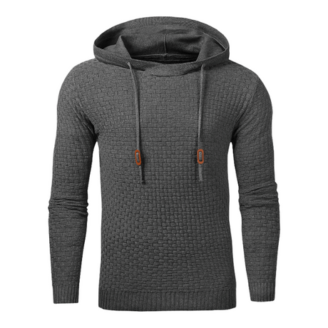 Hooded sweatshirt, warm knitted hoodie for men