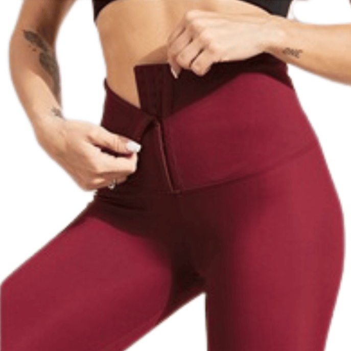 Legging sport taille haute sans couture couleur Rouge Vin